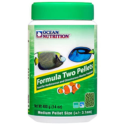 Ocean Nutrition Formula Two Pellets - Fish Food for Herbivorous & Omnivorous Marine Tropical Fish, High Protein(40%) - 14 oz (400 g) Medium Pellets - size: 14 Ounce (Pack of 1), style: Medium Pellet Size (+/- 3.1mm)