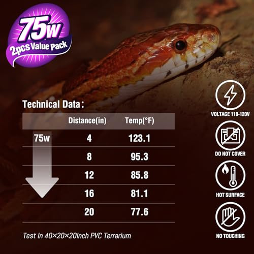 Leoterra 75W Red Infrared Night Heat Lamp Fits 20-40 Gallon Tank (2 Pack)- Thickened Glass 2000+ Hours Long Life for Bearded Dragon,Ball Pythons, Snake, Turtle, E26 110V - style: R8075 Red Night Light