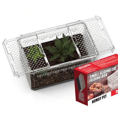 XIGETRAIL Transparent Portable Reptile Terrarium Habitat, Reptile Feeding Box for for Gecko, Tarantula, Scorpion, Spider, Hermit Crab,Frog (12" x 7.7" x 5.1" White)