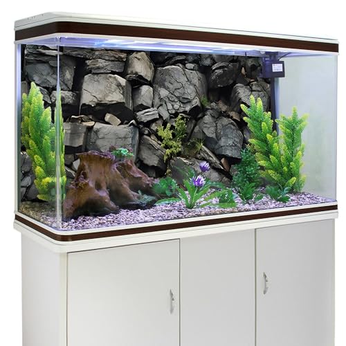 AWERT 72x24 in Stone Aquarium Backdrop Grey Rock Fish Tank Background - size: 72x24in/180x60cm