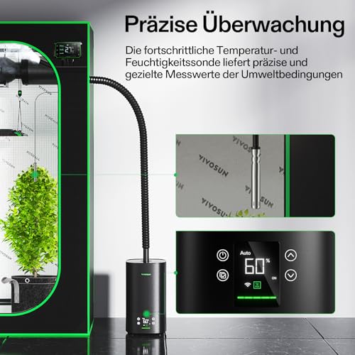 VIVOSUN AeroStream H05 1.32 Gal Smart WiFi Humidifier with Humidity Probe | VPD Control, Smart Auto Humidity Adjustment, 5L Large Capacity, Grow System Compatible, Designed for Growers - size: 5 L