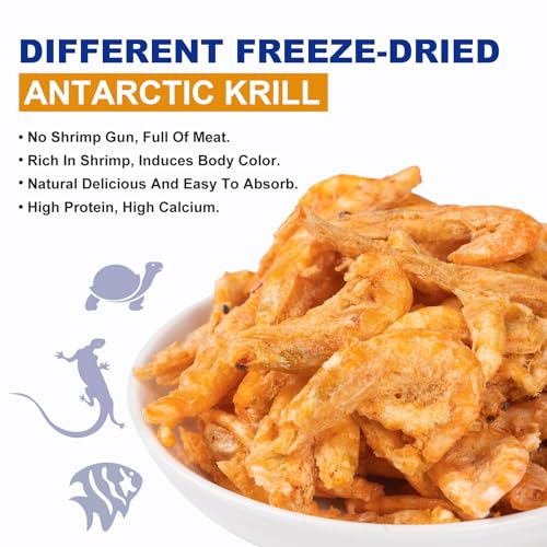 Freeze-Dried Antarctic Krill, High-Protein Reptile and Fish Food, 4 oz | Single ingredient, no additives, rich aroma, crunchy texture, suitable for turtles, bearded dragons, fish and amphibians