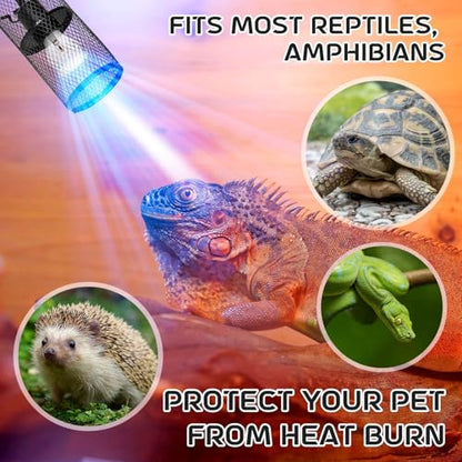 4 Pcs 4 Inch Reptile Heat Lamp Guard Anti Scald,Black, Black | Heating Lamp Holder, Mesh Cage, with 150w Ceramic Heat Emitter, Basking Anti Scald, Reptile Lizard Protection, Without Bulb - color: Black, Black