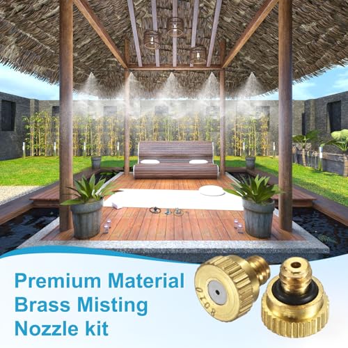 M METERXITY 10-Pack Brass Misting Nozzles, 0.031inch/0.8mm Orifice Heavy Duty 10/24 UNC Screw Thread Misting Nozzle Plug for Outdoor Spray Cooling System/Patio Mist System/Dust Control - size: 0.031inch/0.8mm
