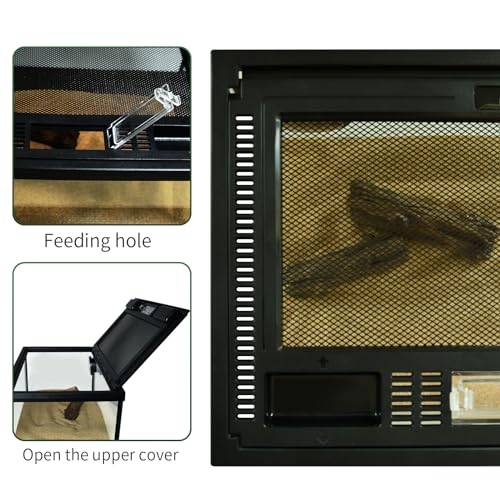 Reptile Glass Terrarium Tank 12"*8"*6",Small Cage Full View with Top Screen Ventilation Habitat Enclosure for Tarantula,Frog,Gecko,Insects,Spiders,Snakes,Hermit Crab,Turtle,Fish - size: 12*8*6inch