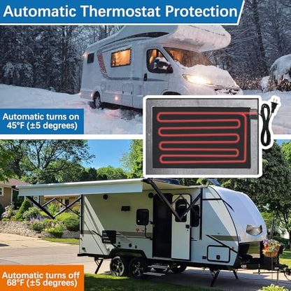 RV Tank Heater Pad 120V,12"x18" RV Holding Tank Heater Pad w/Thermostat-2pk | RV Water Tank Heater Pad for Camper/Trailer/Marine/Motorhome,Up to 50Gallon Fresh Grey Black Water,Automatic Prevent Freezing - style: 120V-2PCS