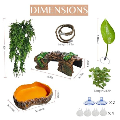 Bearded Dragon Tank Accessories, Terrarium Decor, Ball Python | Leopard gecko,Crested gecko, Chameleon cage accessories,Terrarium plants,Reptile decor,Starter kit,Snake decor,Hermit crab