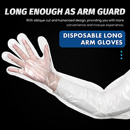 300/100 Pcs Veterinary Dressing Gutting Gloves 1.6 Mil Thickness Long Shoulder Length Disposable Gloves Hunting Field Gloves