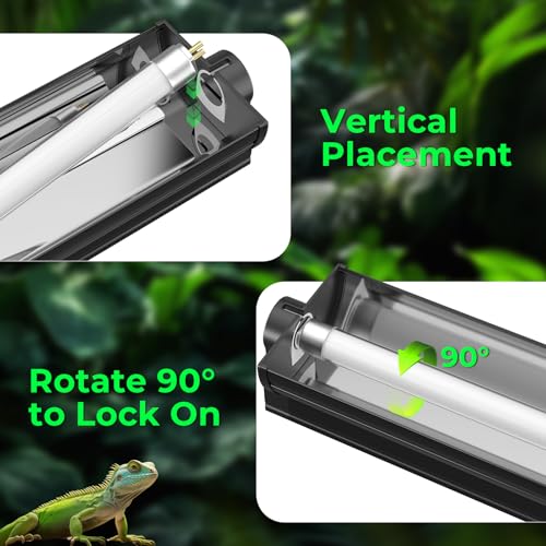 GlowUp 22 Inch T5 HO 10.0 24W Bearded Dragon UVB Light Bulb, UVA UVB Reptiles Light Bar Tube Lamp, UVB Reptile Light Bulb for Leopard Gecko Tortoise Chameleon Tropical Desert Reptile Terrarium -2Pack