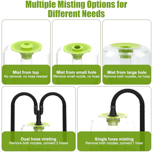Terrarium Humidifier 2.5L – Top-Fill Ultrasonic Reptile Mister System, Adjustable Cool-Mist Fogger with Quiet Auto Shut-Off, Single/Dual Hose Mister for Reptile Tank & Vivariums