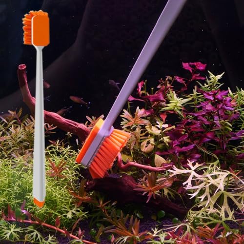 Fish Tank Cleaning Brush Long Handle Terrarium Plant Cleaning Brush Double-Sided Aquarium Cleaning Tool