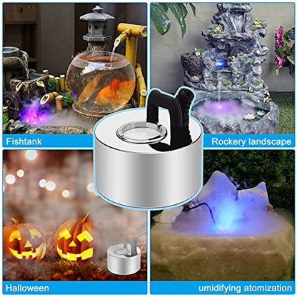 FITNATE 350ml/H Mist Maker, Stainless Steel Mist Maker Fogger for Water Fountain Pond Rockery, with Removable Splash Guard, Atomized Disc and Changing Tools | for Halloween and other decorations, Easy, Simple to Use