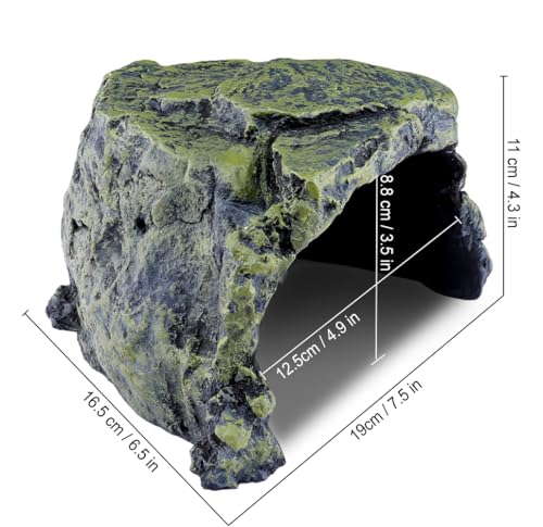 Reptile Cave Climb Hideout Hideaway – Stone Cave Shelter Hiding, Decorative Resin for Aquariums & Terrariums. Ideal for Amphibians,Lizards,Snakes,Bearded Dragons,Geckos,Scorpions,Frogs... Large Size - style: StyleC-Green(Medium Size)
