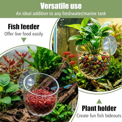 3 Pcs Aquarium Plant Holder for Java Fern Live Plant for Aquarium Suction Cup Clear Acrylic Fish Tank Aquascape for Moss Balls Marimo Betta Shrimp Decor Accessories Anubias Java Moss Cup