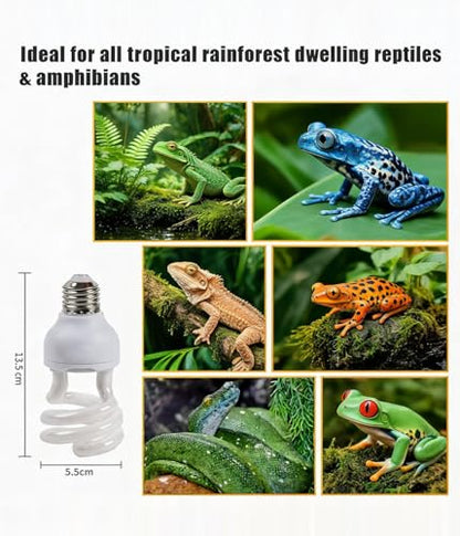 2 Pack E26 5.0 UVA UVB Reptile Light Bulb 13W | UVB Light Tropical Compact Fluorescent Terrarium Lamp for Chameleon Iguana Turtle Gecko Frog Snake - size: 13W UVB 5.0