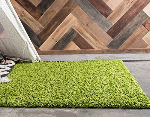 Unique Loom Solid Shag Collection Area Rug (3' 3" x 5' 3" Rectangle, Grass Green) - color: Grass Green, size: 3'3" x 5'3" (Rectangular)