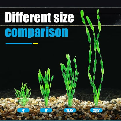 AQUANEAT Fish Tank Artificial Plants, Aquarium Plastic Seaweed Decoration, 4Inch Tall Fake Green Accessories, 10 Packs - size: 4inch