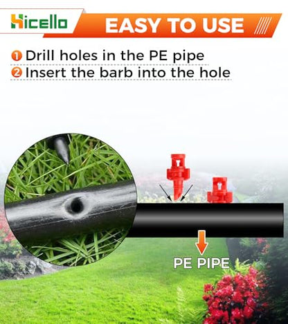 Micro Sprayer Irrigation System 100PCS 360 Degree Misting Nozzle Irrigation | Sprinklers Sprayer For Garden 0.15IN Drill Diameter Not For 1/4 Inch Hose, 360 Degree Cover Area : 0.9 - 1.1 m - size: 100pcs-360DR-Red