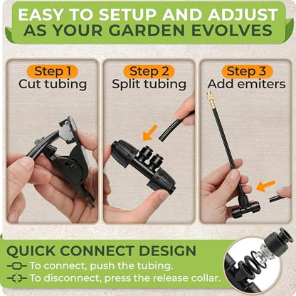 Drip Irrigation System Kit with Atomizing Copper Nozzles 100 feet | For Raised Beds or Greenhouse with 15 pcs 360° Atomizing Nozzles + 16 pcs Adjustable Drip Emitters + 5/16" and 1/4" Tubing - size: 15 Atomizing Nozzles + 16 Sprinklers + 100 feet