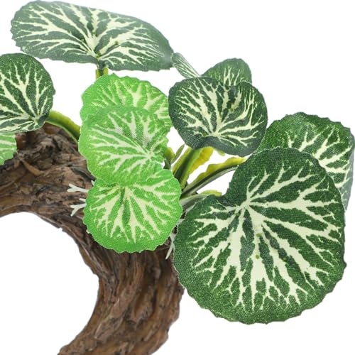 Ipetboom Aquarium Plants Fish Tank Decorations, Reptile Corner Branch Resin Climbing Tree Branch with Leaves, Fish Turtle Tank Decor for Snake Bearded Dragon Lizard Frog - size: X-Small