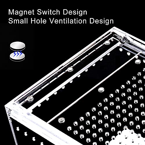 NANEEZOO Magnetic Acrylic Enclosure 10x6x6 Inch Tall Long Case Reptile Habitat Terrarium cage for Terrestrial Arboreal Tarantula Scorpion Sling Isopods Lizards Invertebrates Insect Mantis