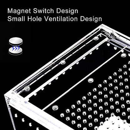 NANEEZOO Magnetic Acrylic Enclosure 10x6x6 Inch Tall Long Case Reptile Habitat Terrarium cage for Terrestrial Arboreal Tarantula Scorpion Sling Isopods Lizards Invertebrates Insect Mantis