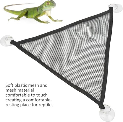 Reptile Hammocks, 2pcs Triangular Bearded Dragon Hammock Soft Breathable Hanging Hammock Net with Suction Cup for Large & Small Geckos, or Lizards(M)