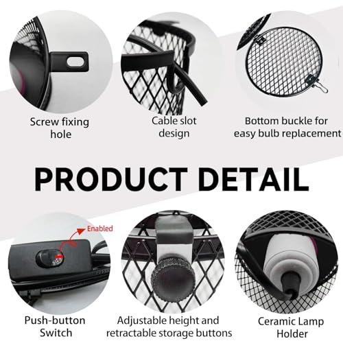 kathson 2 PCS Retractable Reptile Heat Lamp Guard,Reptile Anti-Scald Mesh Cage Guard Lampshade,Ceramic Heat Emitter Heat Lamp Shade Fixture for Snake Lizard Turtle Frog,Without Bulb - size: 2 PCS | Retractable Reptile Heat Lamp Guard