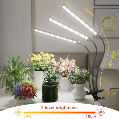 Grow Light,24W (160Watts Equiv) 5000K White Full Spectrum LED Growing Lamp Clip on Desk for Indoor Plants,Bulbs Replaceable & Non-dimmable (Black, 120Watts) - size: 120Watts