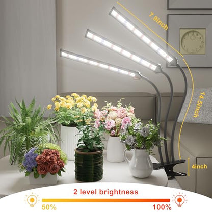 Grow Light,24W (160Watts Equiv) 5000K White Full Spectrum LED Growing Lamp Clip on Desk for Indoor Plants,Bulbs Replaceable & Non-dimmable (Black, 120Watts) - size: 120Watts