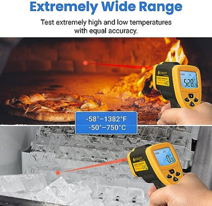 Etekcity Infrared Thermometer Laser Temperature Gun, -58℉~1382℉, D:S 16:1 | Long-Range Measurement, Pizza Oven, Griddle, BBQ, Engine, Pool, Non-Contact, High-Temperature Applications - color: Yellow D:S 16:1, style: Advanced