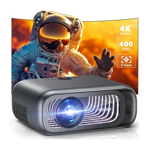 FUDONI Electric Focus WiFi Bluetooth Projector, 400 ANSI 1080P 4K Supported - color: Brown