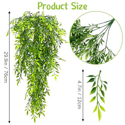 Hamiledyi Reptile Plants Hanging Terrarium Plants 2 Pack Fake Artificial Leaves with Suction Cup for Snake, Lizard, Chameleon (Bamboo Leaf) - color: 2 Pcs 29.9 Inches Green Reptile Plants