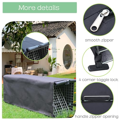Live Animal Trap Cage with Cover, Heavy Duty Cat Trap for Stray Cats | Folding Skunk Traps Cage with Real Door for Raccoon, Groundhog, Skunk, Feral Cats, Squirrel-(32 x 10 x 12 inches)