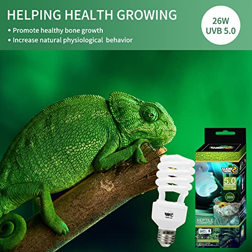 LUCKY HERP Reptile UVA UVB Light 5.0 26W Compact Fluorescent Tropical Terrarium Lamp - style: UVB5.0 26W