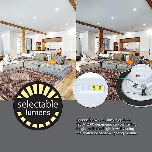 HALO RL 5/6 inch LED recessed Can Light Trim, 5CCT, dimmable, 900/1200 lm | recessed baffle retrofit can light trim, low glare, wet-rated for showers and outdoor use, Dims to 5% + dim to warm - size: 5/6 inch, style: 900/1200 Selectable Lumens