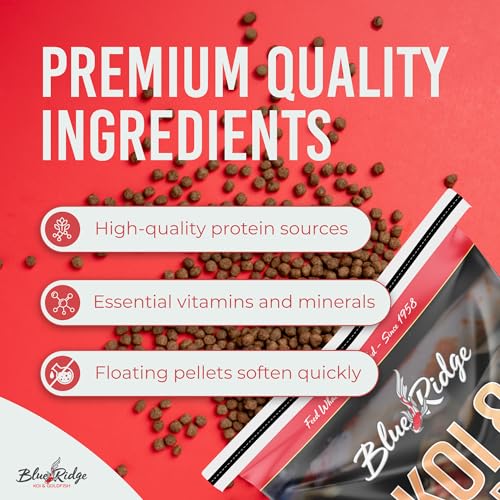 Blue Ridge Koi Fish Food 25lb - Koi Food Mini Growth Formula, Goldfish Food, Premium Fish Food for Ponds, Ponds Fish Food, Floating Pond Pellets - size: 25 Pound (Pack of 1)