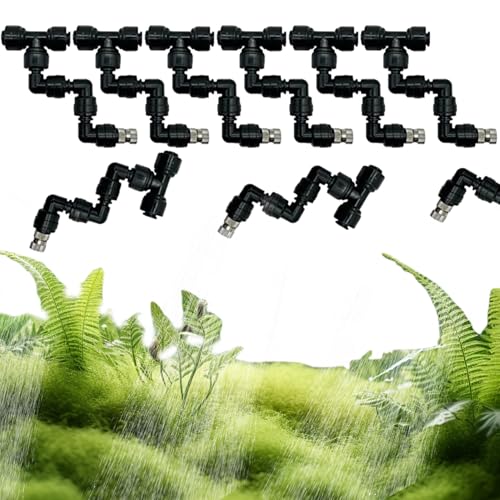 Mister for Reptile Tank, 6PCS Adjustable Misting Nozzles, 360° Reptile Mister Spray Nozzle, Quick Connect Plastic Terrarium Mister Nozzle for Greenhouse