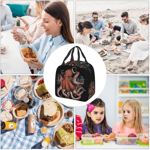 Insulated Lunch Bag Octopus Intertwined Lunch Box for Women Men Reusable Leakproof Lunch Cooler Bag for Office Picnic - color: Octopus Intertwined
