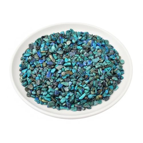 Erliway 7-9mm Chrysocolla Healing Crystal Chips for Crafts, 100g | Natural Crushed Crystal Stones Tumbled Chips for Vase Filler Aquarium Gravel, Meditation Chakra Balancing, Candle DIY Making - color: Chrysocolla