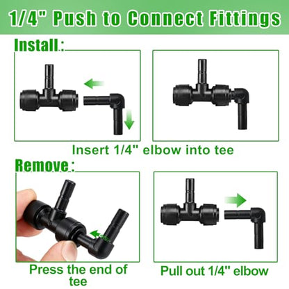 20 Pack 1/4" Push to Connect Fittings Elbow Connectors | Reptile Mister System 1/4" Quick Connect Fittings,Reptile Mister Fittings for Aquarium,Vivarium,Irrigation System - size: 20 Pack 1/4" Elbow-B