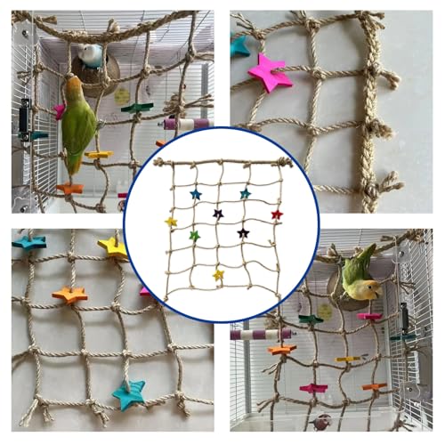 Bird Climbing Rope Net Climbing Rope Ladder,Size - 18''X20'' Parakeet Cage Hanging Toys for Rats Parakeet Cockatiel Cockatoo Conure African Grey Budgie