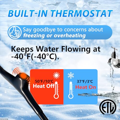 HEATIT 9Ft Pipe Freeze Protection Self-regulating Heat Tape for Pipes 120V | Delivers more heat in colder areas and less heat in warmer areas, flexible installation with overlap, spiral, straight-run. - style: 9 ft