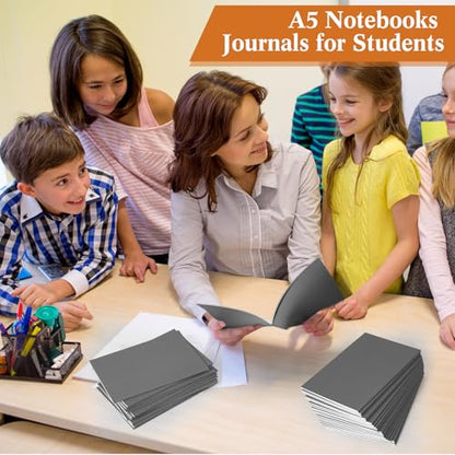 100 Pcs Journals Notebooks Bulk - Kraft Softcover A5 Small Notebooks 5.5 Inch x 8.3 Inch Notepads with 60 Page 30 Sheet for Writing Sketch Travel Office Supplies(Grey,Lined) - color: Grey, style: Lined