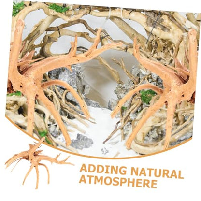 POPETPOP 2pcs Natural Aquarium Decor Driftwood Ornaments for Fish Tanks and Reptile Terrariums Safe Wood Decorations for Aquatic and Garden Display