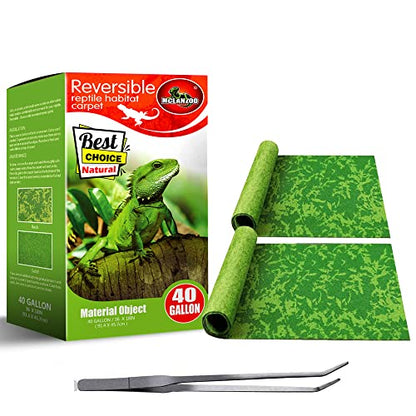 Reptile Carpet, 36 * 18in Pet Terrarium Liner,Reptiles Cage Mat/Substrate for Snakes, Chameleons, Geckos ands Kitchen Use(2sheets) with Tweezers Feeding Tongs - size: new-40Gallon(36*18in)
