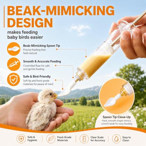 16 pcs Bird Feeding Syringe Set - Bird Hand Feeding Syringe Set, Birds Feeder with 20ml Feeding Syringes, Birds Feeder Scoop, Soft Tubes for Parakeets & Cockatiels (Red) - color: Red