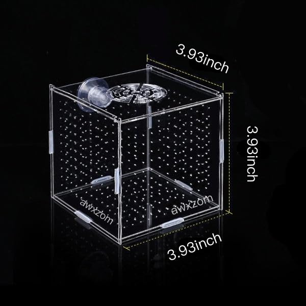 AWXZOM Acrylic Fish breeding Box, Acrylic Fish Isolation Box, Fish Separator for Aquarium, Hatchery Incubator with Suction Cups for Small Baby Fishes Shrimp Clownfish Guppy (3.9 * 3.9 * 3.9inch) - size: 3.9 * 3.9 * 3.9inch