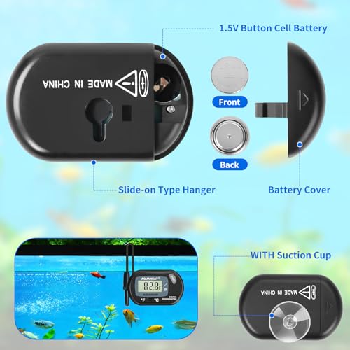 AQUANEAT Aquarium Thermometer, Fish Tank Thermometer, Digital Temperature Test, with Large LCD Display (3 Packs) - size: 3 Packs