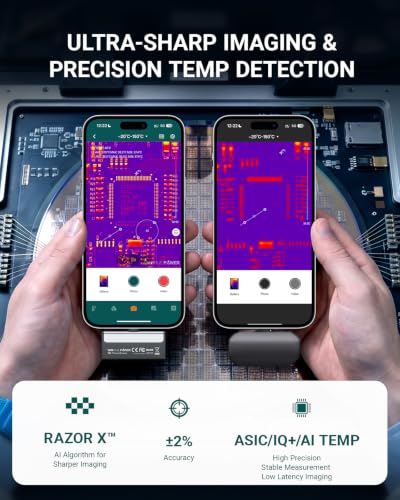 TS2 Thermal Camera for iPhone & Android, Thermal Imaging Camera 512x384 Super Resolution, Infrared Camera 8mm Macro Manual Focus, -4°F~1022°F Temp, Perfect for Home HVAC Inspection - color: Brown for IOS,Android,Ipad